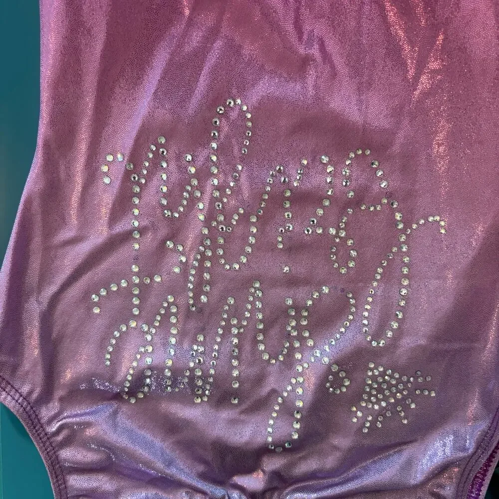 Destira Purple Pink Ombre Foil Gymnastics Leotard Size JR or Child XL